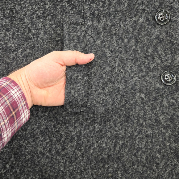 Y2K Anne Klein Charcoal Gray Wool Blend Button Front Peacoat Overcoat Size XXL - Picture 5 of 11